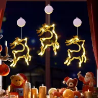 Karácsonyi LED-es ablakdísz szarvas, 20cm, elemes