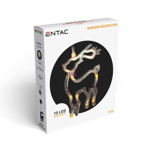 Karácsonyi LED-es ablakdísz szarvas, 20cm, elemes