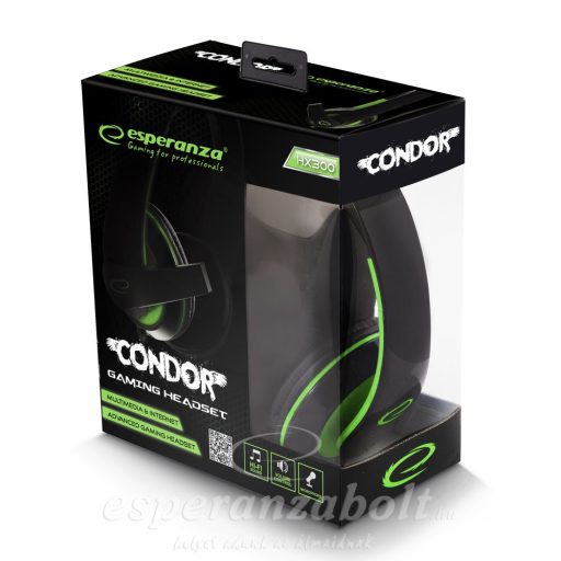 Esperanza Condor Gamer Fejhallgató Mikrofonnal Sztereo zöld