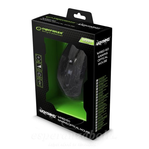 Esperanza Gamer Egér 6D Optikai USB Világít EGM211R