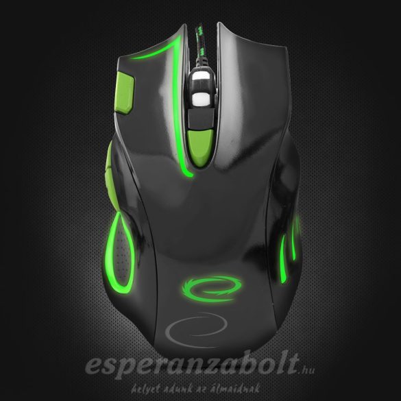 Esperanza MX401 HAWK Fekete-zöld Gamer Egér 7D optikai