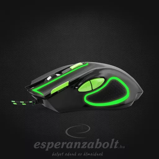 Esperanza MX401 HAWK Fekete-zöld Gamer Egér 7D optikai