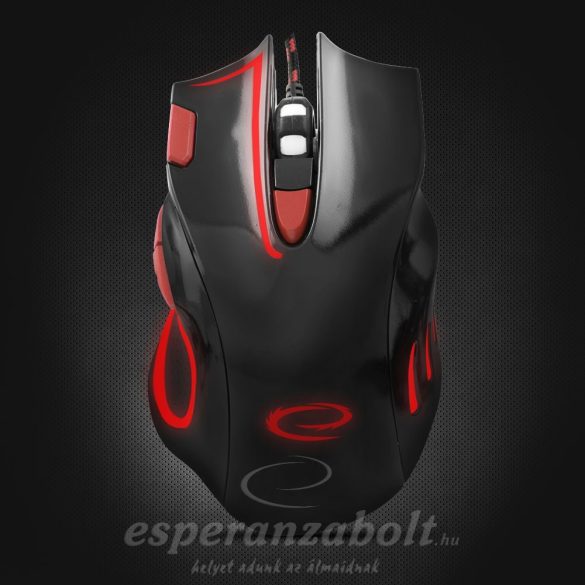 Esperanza MX401 HAWK Fekete-Piros Gamer Egér 7D optikai