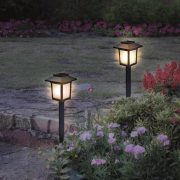   Lánghatású LED-es szolár kandeláber, 10 sárga LED 32,5 cm