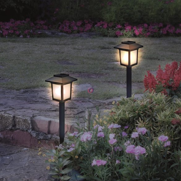 Lánghatású LED-es szolár kandeláber, 10 sárga LED 32,5 cm