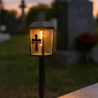   XL napelemes kandeláber Sírdísz 50 cm egyedi névvel, kereszttel