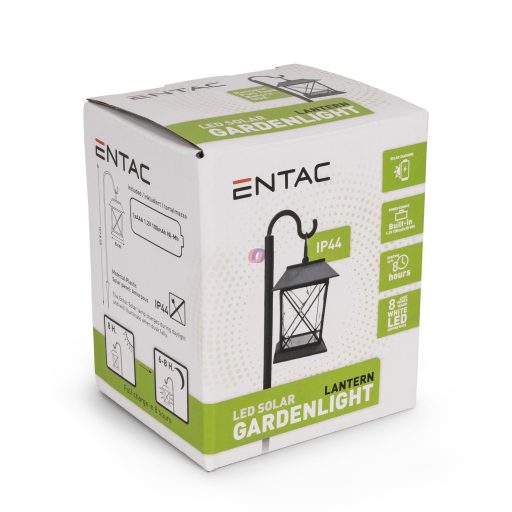 Napelemes kandeláber lámpás, leszúrható, melegfehér 8 led 42,5 cm