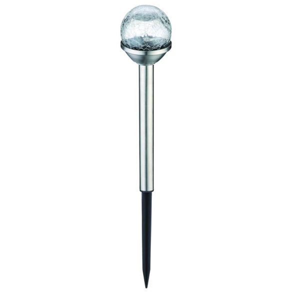 Színváltós LED szolár lámpa "Kristály" - inox - RGB - 34 cm