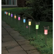   Entac Napelemes Szolár kerti lámpa inox 36cm RGB Színváltó