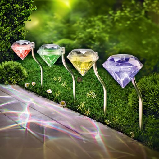 Exkluzív napelemes gyémánt lámpa Színváltó "Diamond" 1 db