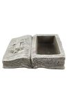Kőtál könyv alakú virágos cement 20x17x7cm szürke