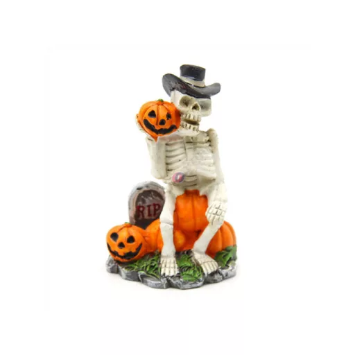 Halloweeni dekor csontváz tökökkel 8,5 cm