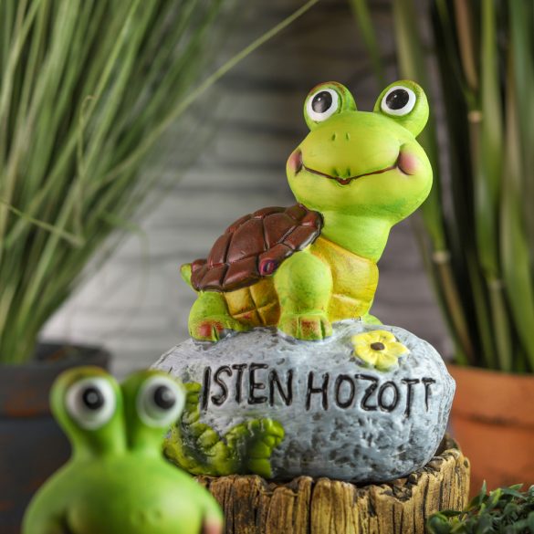 Kerti figura  isten hozott felirattal béka, csiga 17 cm
