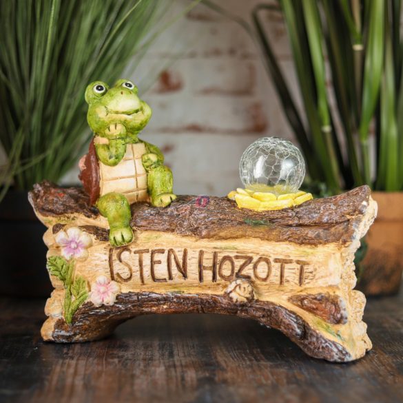 XL Kültéri Napelemes Teknős Isten hozott felirattal 34 cm