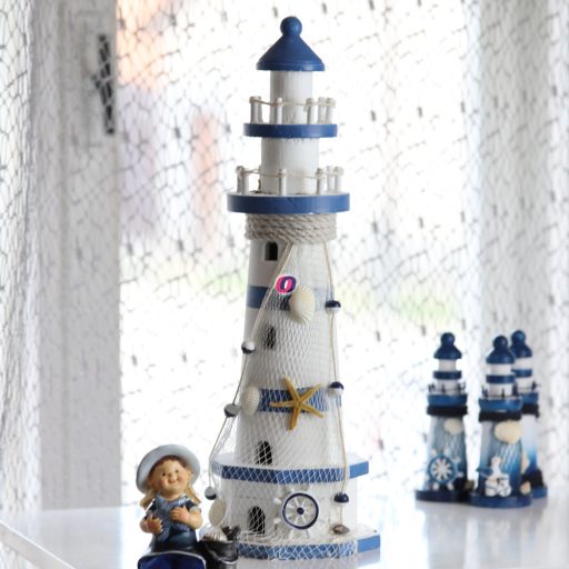 Világítótorony fa 37cm kék