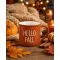 Kézműves őszi mintás bögre barna "Hello Fall" felirattal 4,5 dl