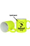 Prémium logózott, fényképes neon bögre, egyedi grafikával 350 ml neonsárga