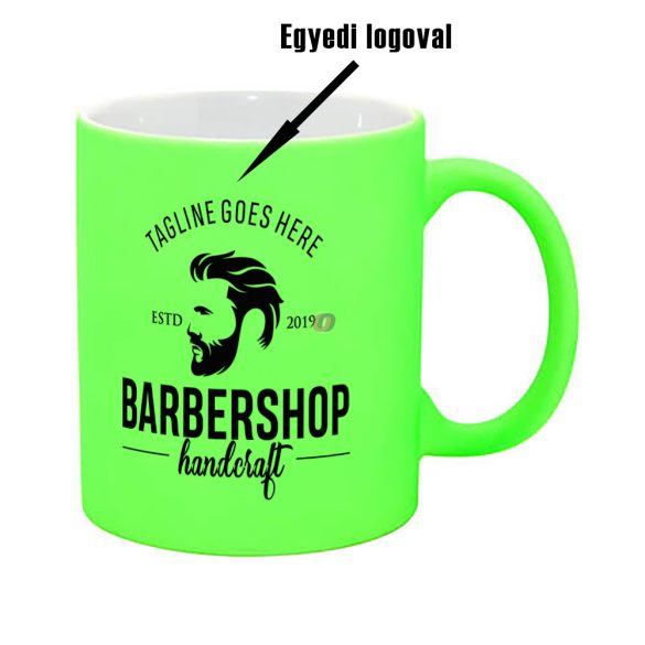 Prémium logózott, fényképes neon bögre, egyedi grafikával 350 ml neon zöld
