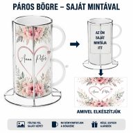   2 db-os páros egymásba rakható bögre tartóval, egyedi névvel 250 ml