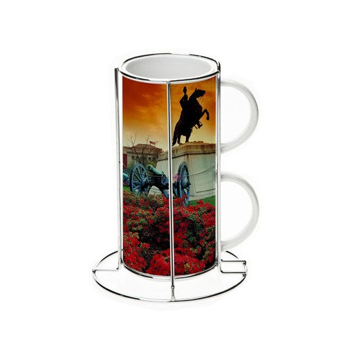 2 db-os fényképes egymásba rakható bögre tartóval, személyre szabott grafikával 250 ml