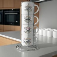   4 db-os Virágos egymásba rakható bögre, személyre szabott névvel 250 ml