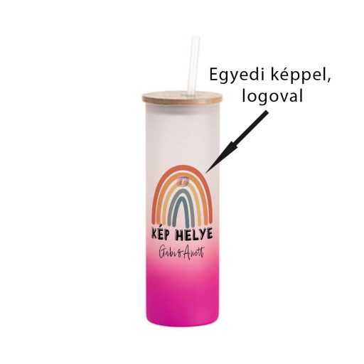 Egyedi fényképes / logózott pohár, egyedi grafikával 600 ml lila átmenetes
