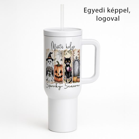 Egyedi fényképes / logózott utazó termosz bögre, egyedi grafikával 1200 ml Fehér