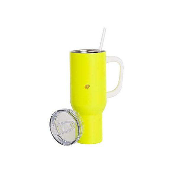 Egyedi fényképes / logózott utazó termosz bögre, egyedi grafikával 1200 ml Neon Sárga