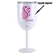   Prémium logózott, fényképes Rozsdamentes acél borospohár egyedi grafikával 350 ml fehér