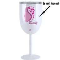Prémium logózott, fényképes Rozsdamentes acél borospohár egyedi grafikával 350 ml fehér   Prémium logózott, fényképes Rozsdamentes acél borospohár egyedi grafikával 350 ml fehér