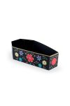 Tároló doboz koporsó formájú virág mintás papír 8x15x4 cm fekete 6 db/szett őszi dekoráció