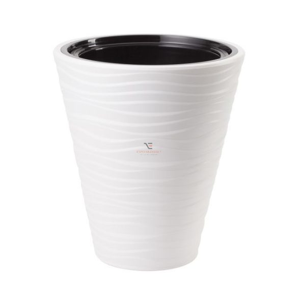 Kaspó SAHARA kerek álló ültető betéttel 35 műanyag 34x39 cm fehér