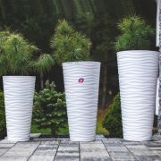   Kaspó SAHARA kerek álló ültető betéttel 30 műanyag 29x56 cm fehér