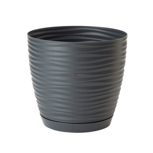 Kaspó SAHARA kerek alátéttel 17 műanyag 17x16 cm antracit