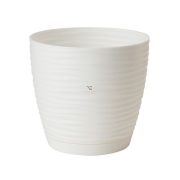 Kaspó SAHARA kerek alátéttel 19 műanyag 19x18 cm fehér