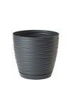 Kaspó SAHARA kerek alátéttel 19 műanyag 19x18 cm antracit