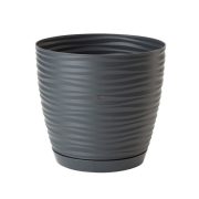   Kaspó SAHARA kerek alátéttel 19 műanyag 19x18 cm antracit