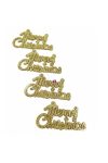 Merry Christmas felirat arany, glitteres 4 db-os 7x4cm