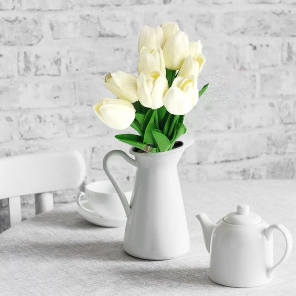 Élethű tapintású tulipán Tört fehér 33 cm 1db