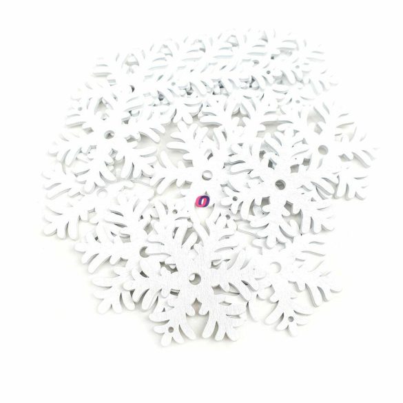 Lézervágott fa dekor hópihe fehér 6,5 cm 15 db-os szett