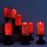 LED-es tökfej figurás gyertya gyertyatartón, 12cm