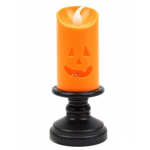 Halloweeni LED-es figurás gyertya gyertyatartóval, 12cm