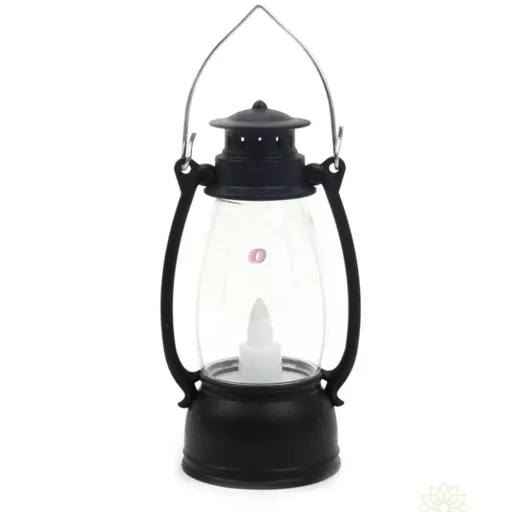 LED-es akasztható lámpás, mécses, olajlámpás fekete 9,5 cm elemes