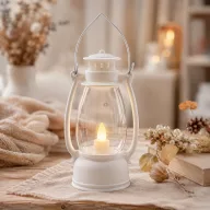   LED-es akasztható lámpás, mécses, olajlámpás fehér 9,5 cm elemes