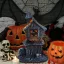 LED-es Halloweeni házikó figura 10,5 cm, 2 féle választható kivitel