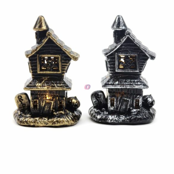LED-es Halloweeni házikó figura 10,5 cm, 2 féle választható kivitel
