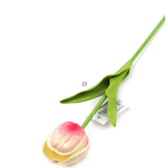 Élethű tapintású tulipán halvány krém pink 33 cm 1db