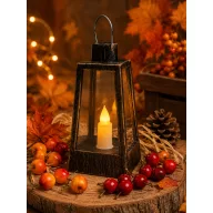 Szögletes antikolt LED lámpás, barna, 6 × 6 × 12 cm