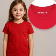   Gyerek Tesi póló egyedi névvel, osztállyal piros, 100% pamut "Somogyis"