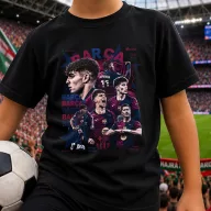   Barcelona póló gyerek és felnőtt méretekben, fekete, fehér